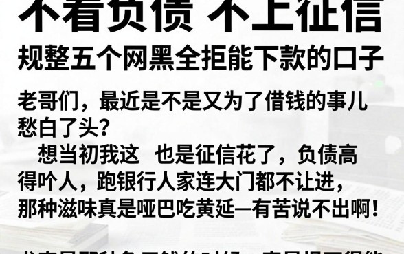 不看负债 不上征信，规整五个网黑全拒能下款的口子