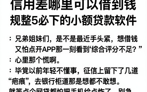 信用差哪里可以借到钱,规整5个必下的小额贷款软件