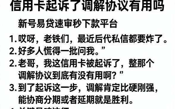 信用卡起诉了调解协议有用吗,条列五个新号易贷速审秒下款平台
