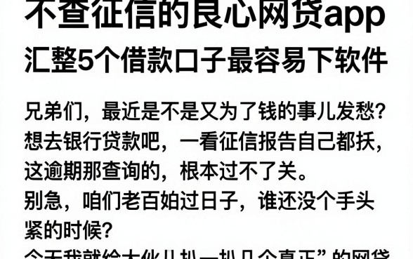 不查征信的良心网贷app,汇整5个借款口子最容易下软件