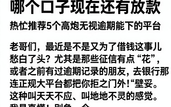哪个口子现在还有放款,热忱推荐5个高炮无视逾期能下的平台