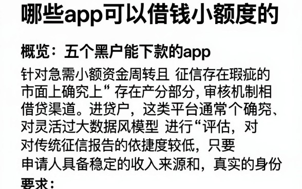 哪些app可以借钱小额度的,概览五个黑户能下款的app