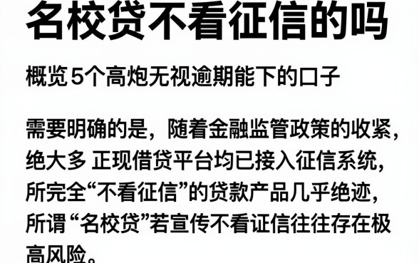 名校贷不看征信的吗，概览5个高炮无视逾期能下的口子