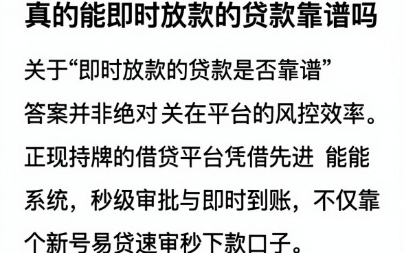 真的能即时放款的贷款靠谱吗,详细阐述五个新号易贷速审秒下款口子