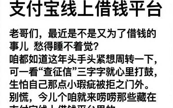 支付宝线上借钱平台，枚举5个高炮能下款的平台