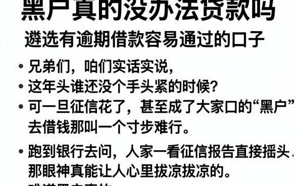 黑户真的没办法贷款吗,遴选五个有逾期借款容易通过的口子