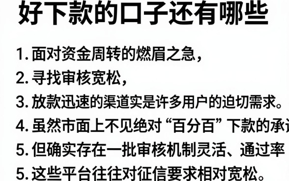 好下款的口子还有哪些，规整5个无视黑白百分百下款的借款软件