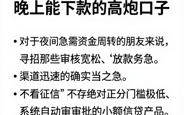 晚上能下款的高炮口子,深入剖析五个可以借钱不用审核的平台