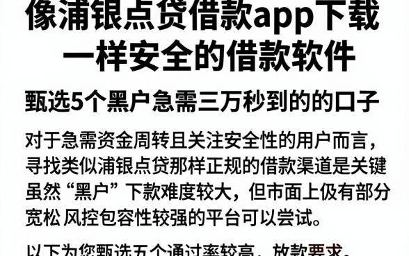 像浦银点贷借款app下载一样安全的借款软件，甄选5个黑户急需三万秒到的的口子