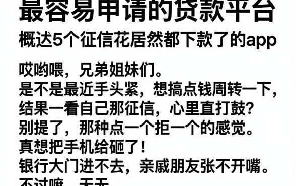 最容易申请的贷款平台，概括5个征信花居然都下款了的app