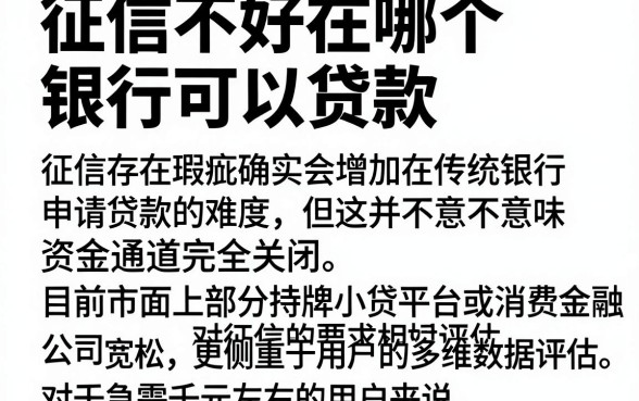 征信不好在哪个银行可以贷款,筛选5个1000元黑户必下小贷