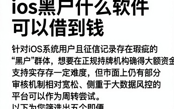 ios黑户什么软件可以借到钱，筛选五个黑户可以做大额贷款口子