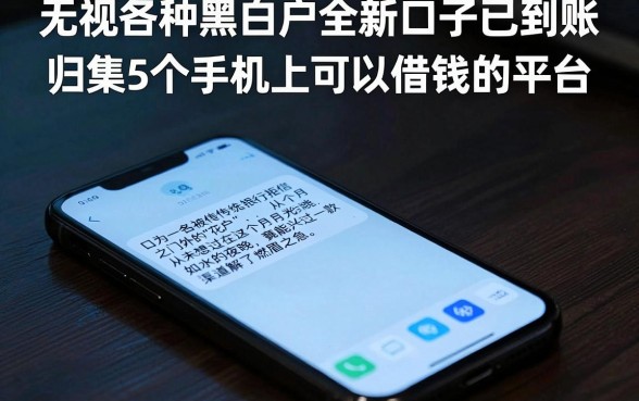 无视各种黑白户全新口子已到账,归集5个手机上可以借钱的平台