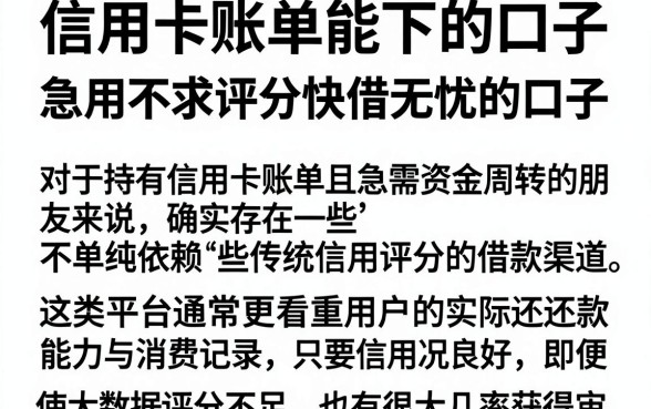 信用卡账单能下的口子，理出5个急用不求评分快借无忧的口子