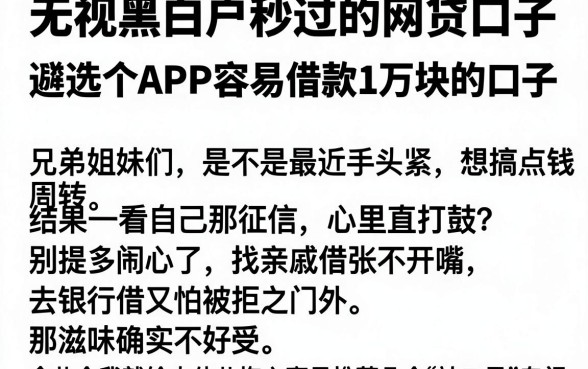 无视黑白户秒过的网贷口子,遴选五个APP容易借款1万块的口子