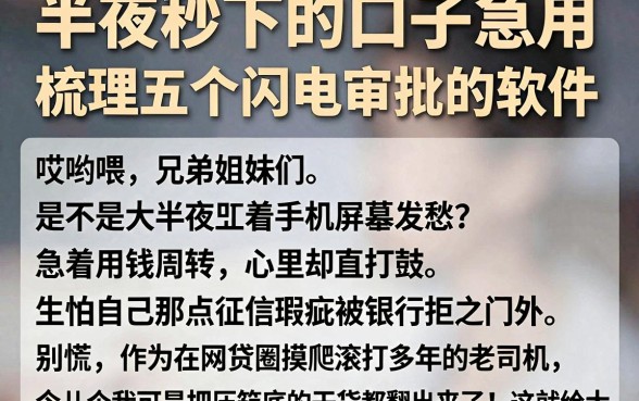 半夜秒下的口子急用，梳理五个闪电审批的软件