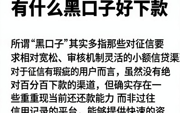 有什么黑口子好下款，概览5个黑户可快速办理小额贷款业务的口子