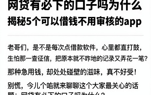 网贷有必下的口子吗为什么，揭秘5个可以借钱不用审核的app