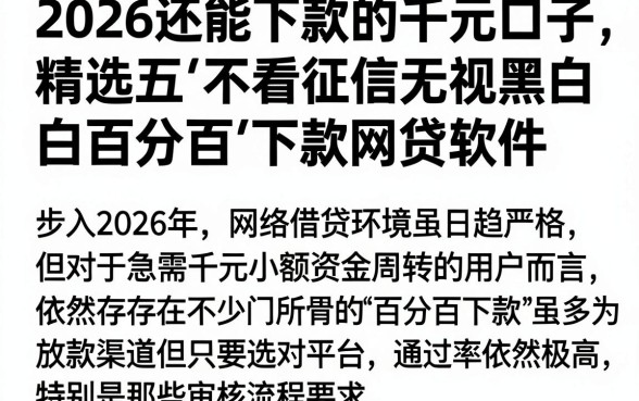 2026还能下款的千元口子,精选五个不看征信无视黑白百分百下款网贷软件