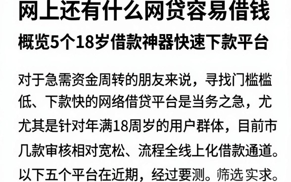 网上还有什么网贷容易借钱,概览5个18岁借款神器快速下款平台