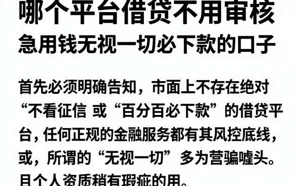哪个平台借贷不用审核，理出五个急用钱无视一切必下款的口子