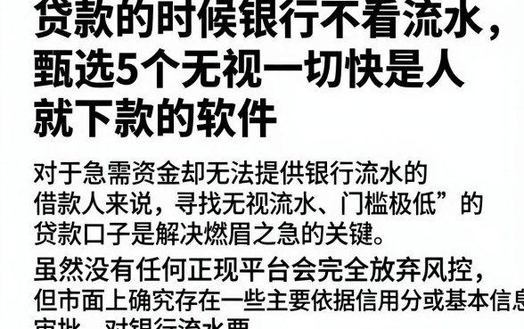 贷款的时候银行不看流水,甄选5个无视一切是人就下款的软件