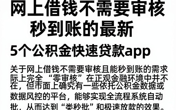 网上借钱不需要审核秒到账的最新,整理5个公积金快速贷款app