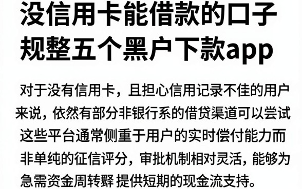 没信用卡能借款的口子，规整五个黑户下款app
