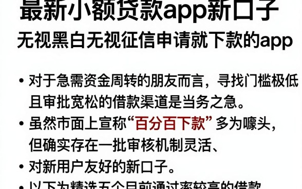 最新小额贷款app新口子，胪列五个无视黑白无视征信申请就下款的app