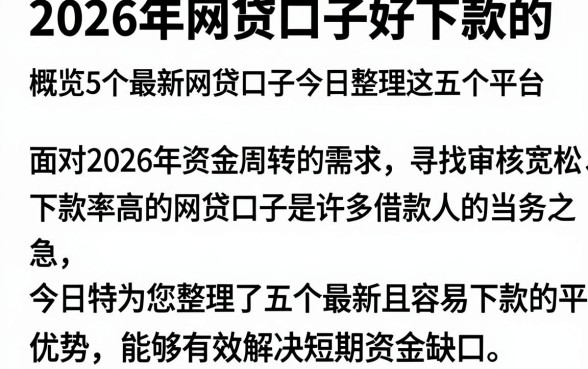 2026年网贷口子好下款的,概览5个最新网贷口子今日整理这五个平台