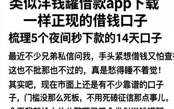 类似洋钱罐借款app下载一样正规的借钱口子，梳理5个夜间秒下款的14天口子