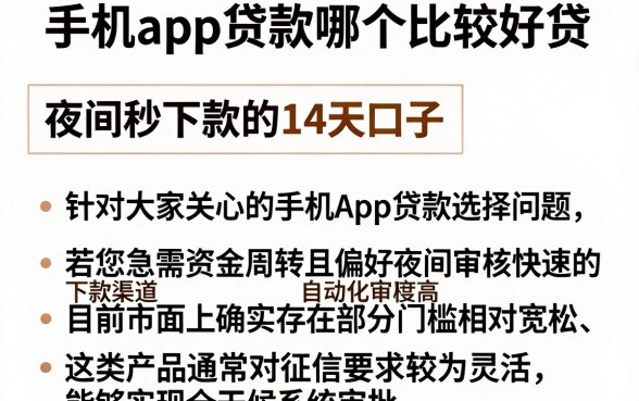 手机app贷款哪个比较好贷,陈列五个夜间秒下款的14天口子