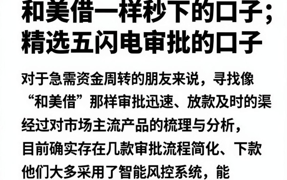 和美借一样秒下的口子,精选五个闪电审批的口子