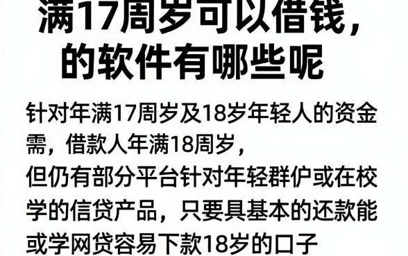 满17周岁可以借钱的软件有哪些呢,归纳5个网贷容易下款18岁的口子