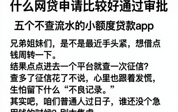 什么网贷申请比较好通过审批，概览五个不查流水的小额度贷款app