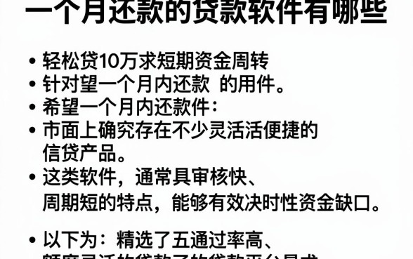 一个月还款的贷款软件有哪些，详尽说明五个轻松贷10万的软件