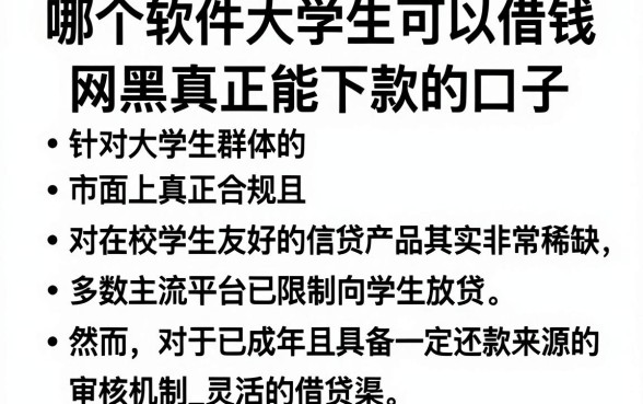 哪个软件大学生可以借钱,罗列五个网黑真正能下款的口子