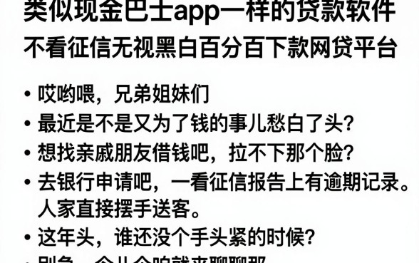 类似现金巴士app一样的贷款软件,理出5个不看征信无视黑白百分百下款网贷平台