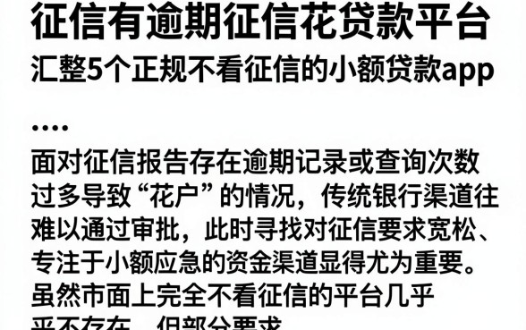 征信有逾期征信花贷款平台，汇整5个正规不看征信的小额贷款app