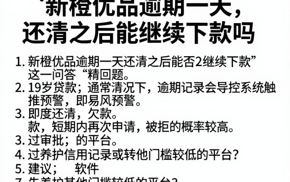 新橙优品逾期一天还清之后能继续下款吗,细致阐述五个19岁贷款容易过审批的软件
