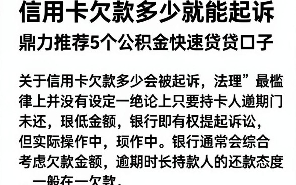 信用卡欠款多少就能起诉，鼎力推荐5个公积金快速贷款口子
