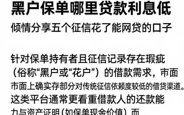 黑户保单哪里贷款利息低,倾情分享五个征信花了能网贷的口子