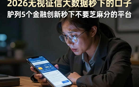 2026无视征信大数据秒下的口子,胪列5个金融创新秒下不要芝麻分的平台