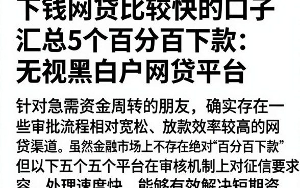 下钱网贷比较快的口子，汇总5个百分百下款无视黑白户网贷平台