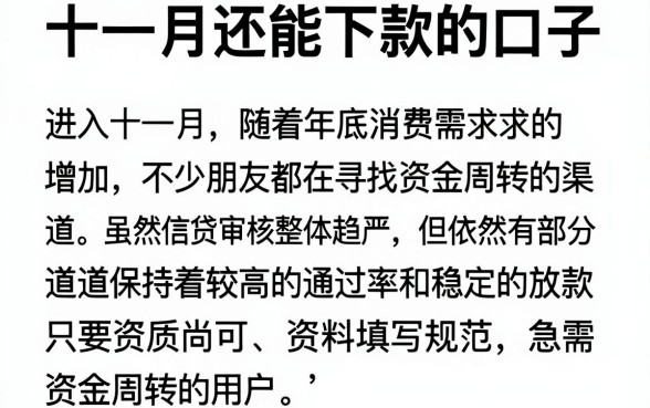 十一月还能下款的口子,陈列5个11月能贷款的平台