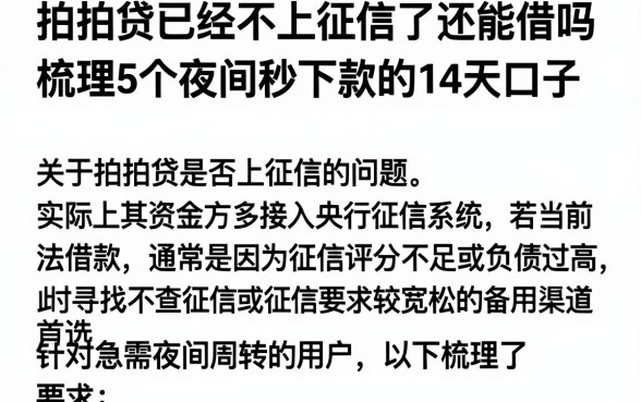 拍拍贷已经不上征信了还能借吗，梳理5个夜间秒下款的14天口子