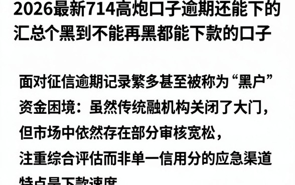 2026最新714高炮口子逾期还能下的,汇总五个黑到不能再黑都能下款的口子