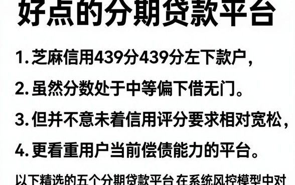 好点的分期贷款平台,胪列5个芝麻信用439分下款的平台