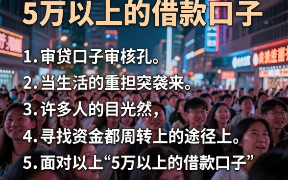 5万以上的借款口子，条列五个审贷口子审核加快的口子