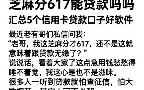 芝麻分617能贷款吗吗,汇总5个信用卡贷款口子好软件